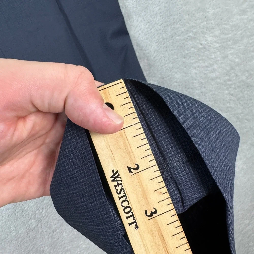 Hugo Boss Men's 36x33 Dress Pants Blue Check Plaid Trousers Straight Fit Wool